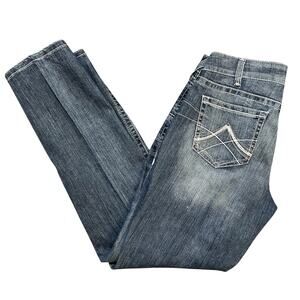 Ariat Real Jeans Womens 32R Blue Rainstorm Straight Leg Mid Rise Icon Fit
